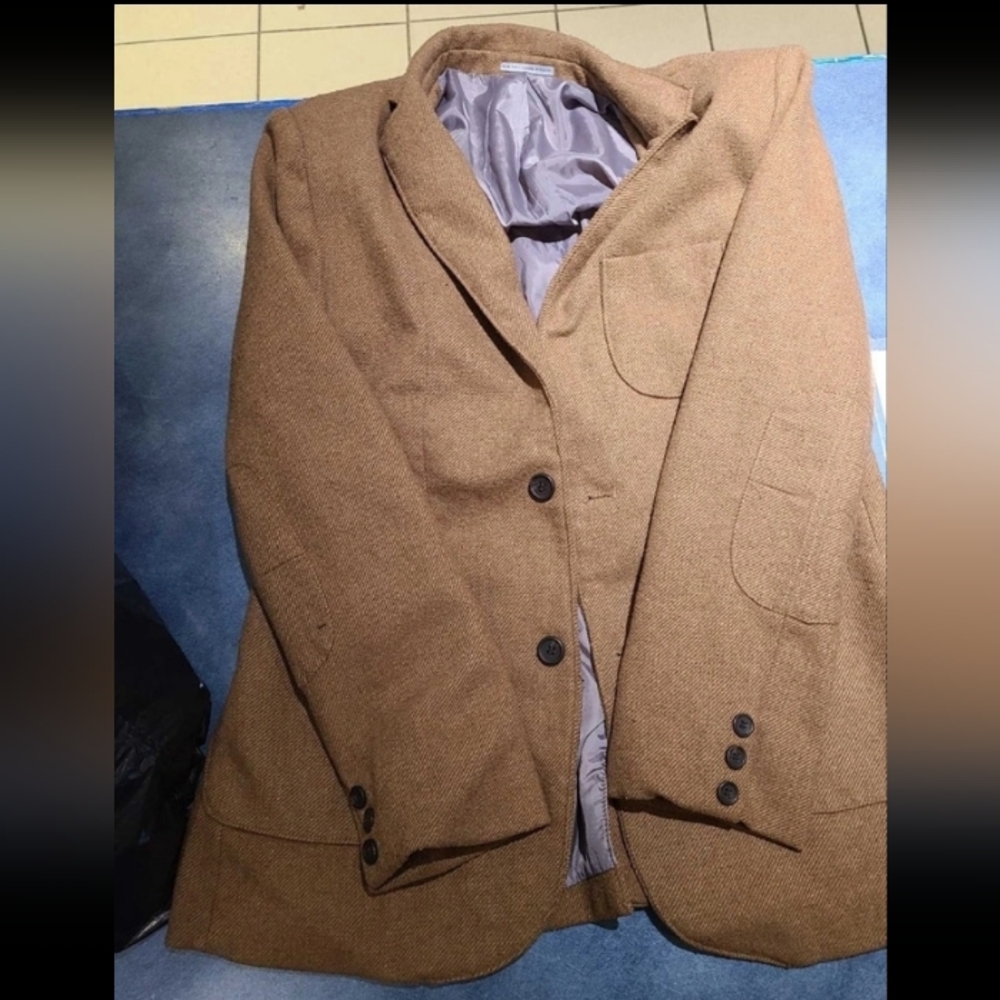 Men's Brown Wool Blend Blazer Jacket Size 40